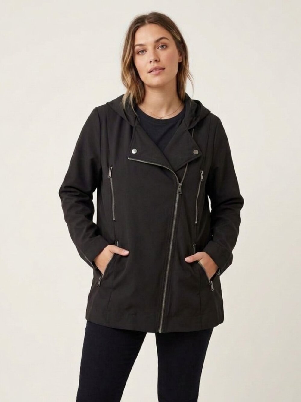 NWOT Love & Legend Black Windbreaker with Hood